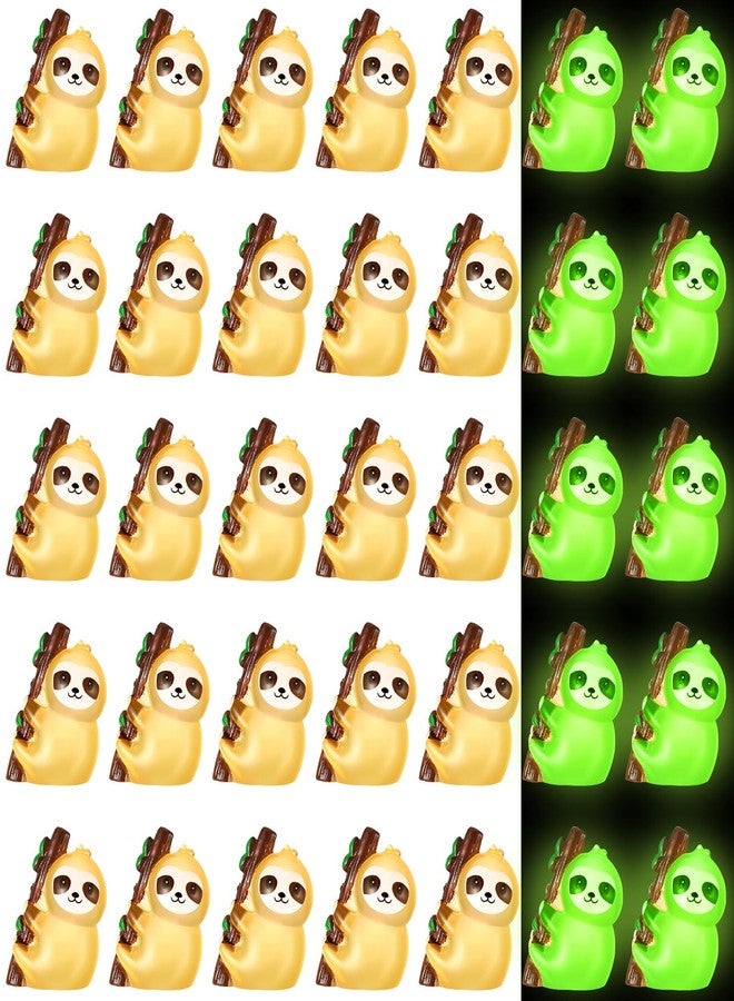 Soulchen 24 Pcs Mini Resin Sloth Animals Glow in The Dark Sloth Resin Animals Bulk Luminous Small Figures Figures for Micro Garden Landscape Dollhouse Hide Crafts Aquarium Decorations - Image 1